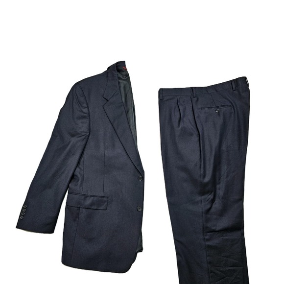 Austin Reed Suit Mens Blazer 44R Pants 36x30 Navy Thin Pin Stripe Wool Union USA - Picture 1 of 16